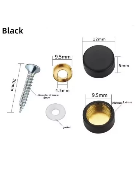 Tapón embellecedor metálico negro para cubrir tornillos