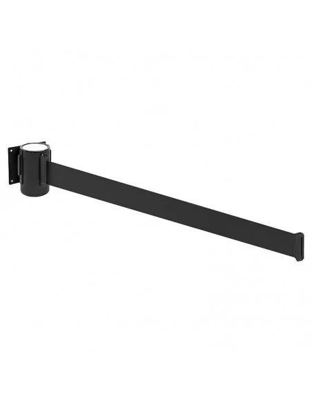 Soporte de pared retráctil negro con cinta de 2 m para delimitar accesos