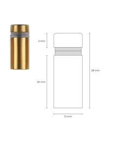 Separador Ø12 x 25 mm oro viejo con tapón roscado para placas de metacrilato