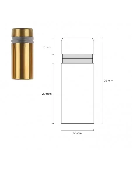 Separador Ø12 x 25 mm oro viejo con tapón roscado para placas de metacrilato