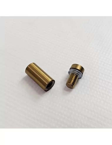 Separador Ø12 x 30 mm oro viejo con tapón roscado para placas de metacrilato