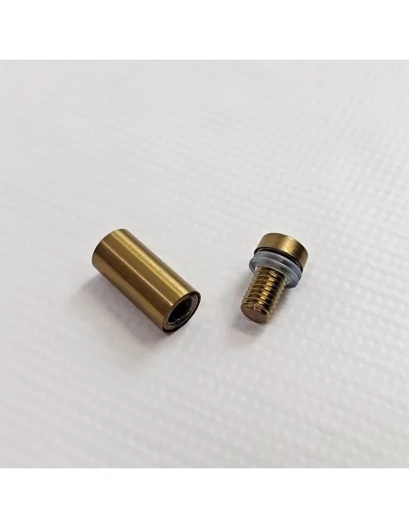 Separador Ø12 x 30 mm oro viejo con tapón roscado para placas de metacrilato