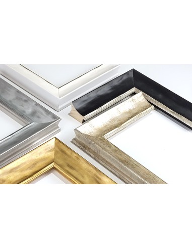 Moldura clásica profunda lisa 45x32 mm color blanco filo oro
