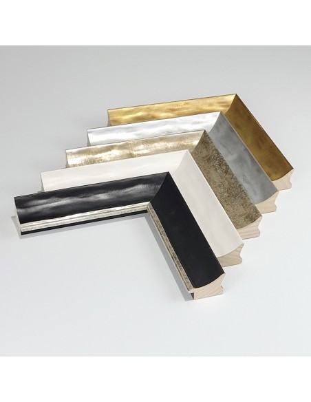 Moldura clásica profunda lisa 45x32 mm color blanco filo oro