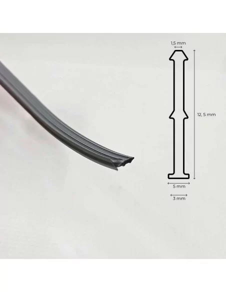 Cinta Keder de PVC gris con alma de silicona para instalación con martillo