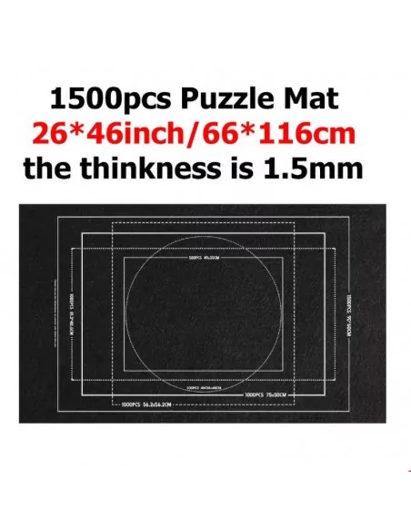 Tapete feltro para guardar puzzle 1500 peças preto