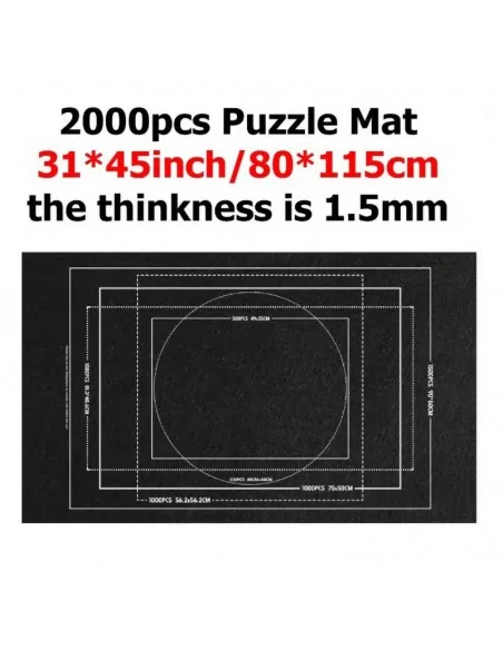 Tapis feutre pour ranger puzzle 2000 pièces noir