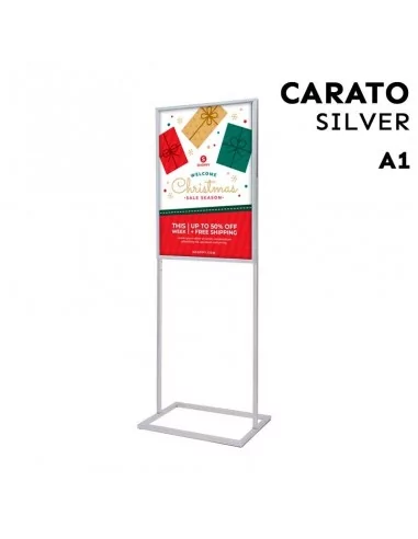 Totem publicitário dupla face acabamento prateado