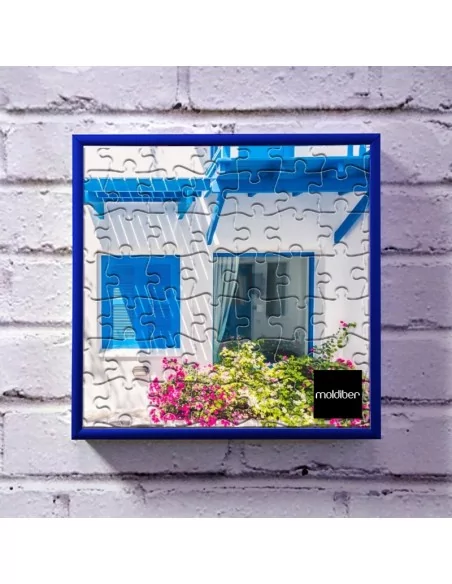 Cadre en aluminium bleu pour puzzle personnalisé