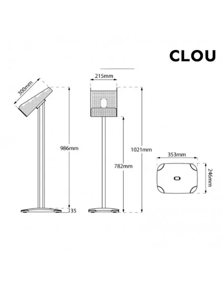 Chevalet avec support métallique pour dépliants DIN A4 Modèle Clou