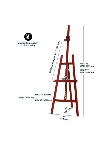 Caballete Madera de Haya Nogal Altura Ajustable 144-193 cm Caballete Madera de Haya Nogal Altura Ajustable 144-193 cm