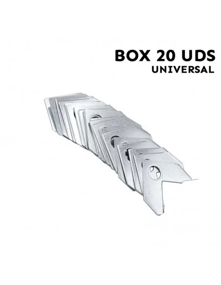 Équerre lisse sans vis pour assembler des cadres en aluminium. Paquet de 20 unités.