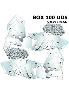 Escuadra con 2 tornillos para montar marcos de aluminio. Bolsa de 100 unidades.