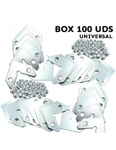 Escuadra con 2 tornillos para montar marcos de aluminio. Bolsa de 100 unidades. Escuadra con 2 tornillos para montar marcos de aluminio. Bolsa de 100 unidades.