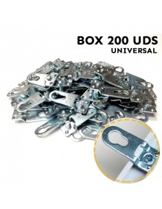 Crochet universel pour cadres en aluminium. Sachet de 200 unités.