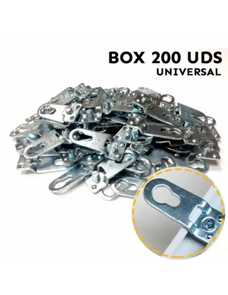 Colgador universal para marcos de aluminio. Bolsa 200 unidades