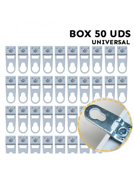 Penduro universal para molduras de alumínio. Saco com 50 unidades.