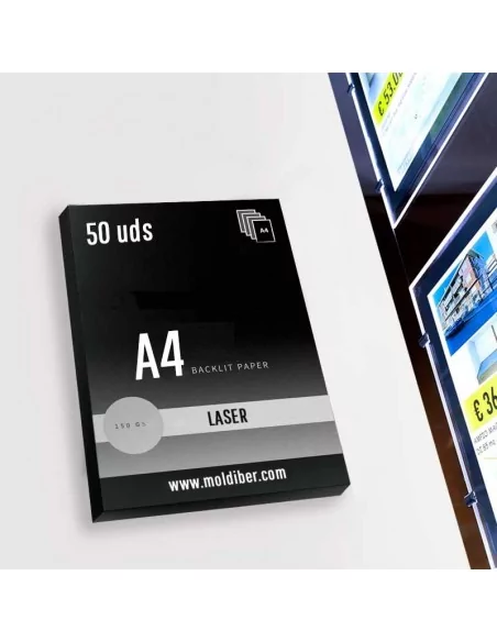 Papel backlight A4 retroiluminado. Impresora laser