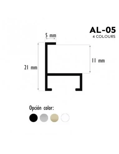 Profilé d'aluminium minimaliste face 5mm. AL-05