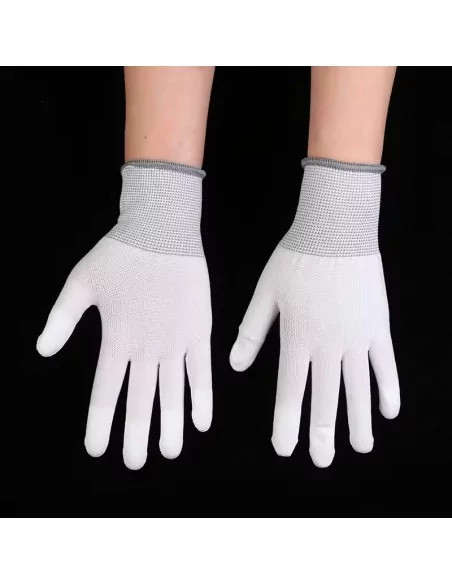 Paire de gants blancs avec poignet ajusté gris Paire de gants blancs avec poignet ajusté gris