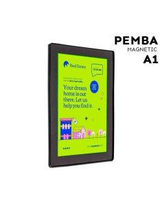 Suporte para pôster A1 preto com proteção magnética