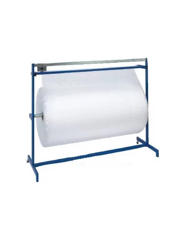Support de rouleau horizontal pour bobines de plastique à bulles avec système de coupe