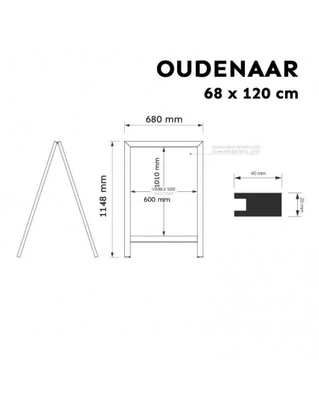 Chevalet double face noir 68x120cm
