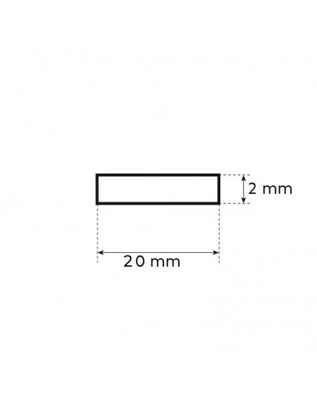 Pletina de alumínio bruto 20 mm x 2 mm perfil de 200 cm