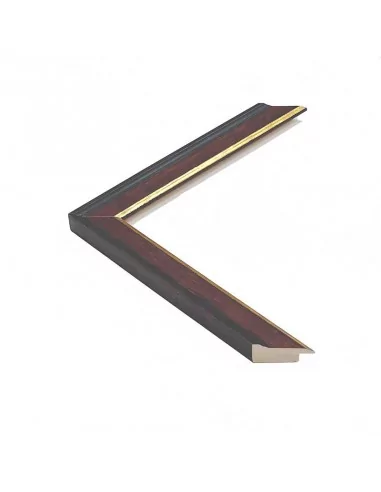 Moulure pour tableaux noyer patiné filo or 28mm Moulure pour tableaux noyer patiné filo or 28mm