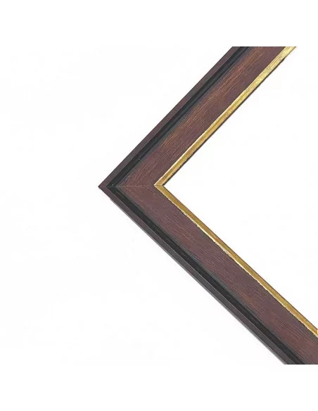 Moldura para quadros nogueira patinada filo ouro 28mm Moldura para quadros nogueira patinada filo ouro 28mm