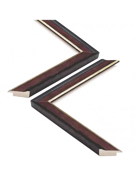 Moldura para quadros nogueira patinada filo ouro 28mm Moldura para quadros nogueira patinada filo ouro 28mm
