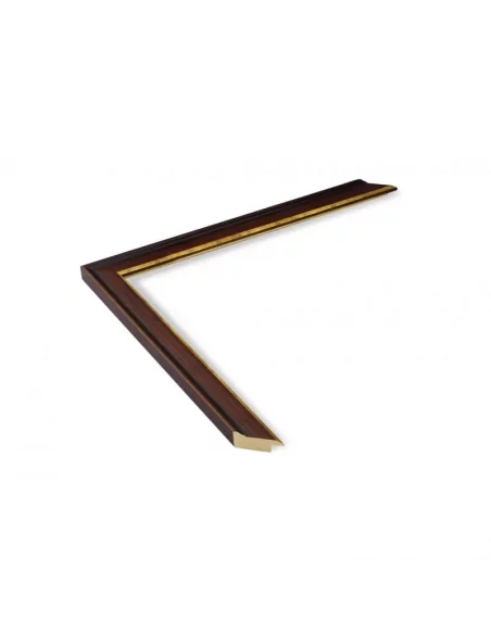 Moldura para quadros nogueira patinada filo ouro 28mm Moldura para quadros nogueira patinada filo ouro 28mm