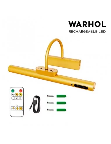 Aplique led recargable para pared 35 cm dorado - Modelo Warhol Aplique led recargable para pared 35 cm dorado - Modelo Warhol