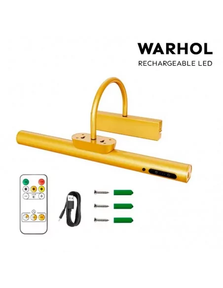 Aplique led recargable para pared 35 cm dorado - Modelo Warhol Aplique led recargable para pared 35 cm dorado - Modelo Warhol