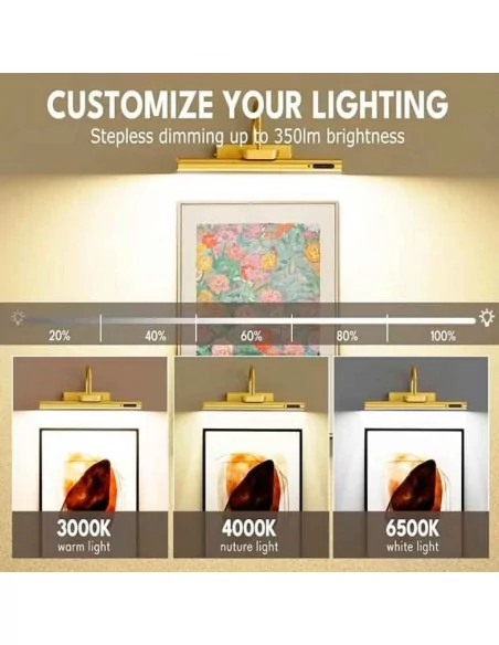 Applique led rechargeable pour mur 35 cm doré