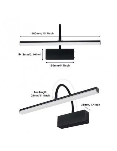 Foco led recargable para pared 40 cm negro