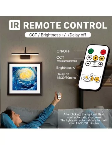 Foco led recargable para pared 40 cm negro
