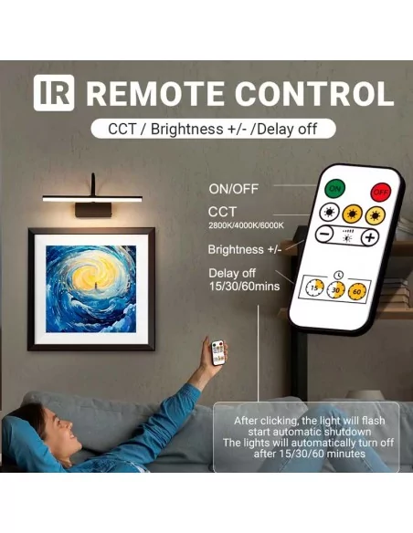 Foco led recargable para pared 40 cm negro