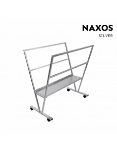 Présentoir à roulettes pour affiches et posters argent modèle Naxos
