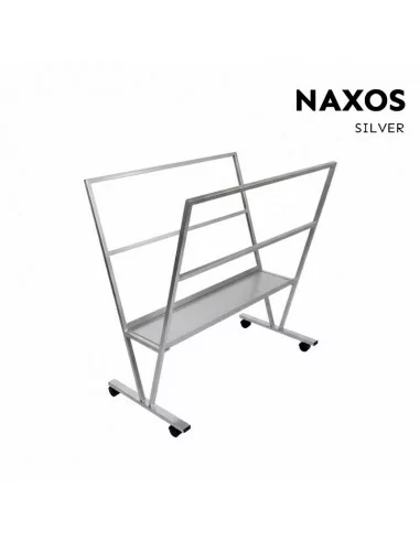 Présentoir à roulettes pour affiches et posters argent modèle Naxos