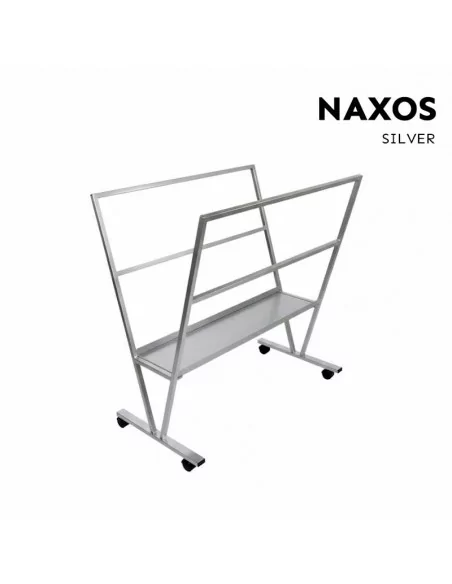 Expositor com rodas para cartazes e pósteres prata modelo Naxos Expositor com rodas para cartazes e pósteres prata modelo Naxos