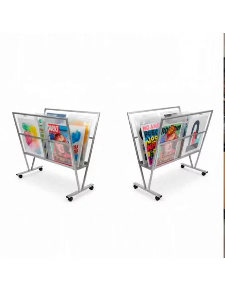 Présentoir à roulettes pour affiches et posters argent modèle Naxos