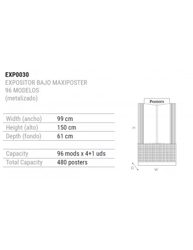 Expositor metal negro para 96 posters - Moldiber Expositor metal negro para 96 posters - Moldiber