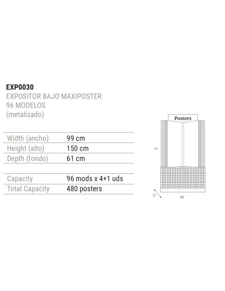 Expositor metal negro para 96 posters - Moldiber