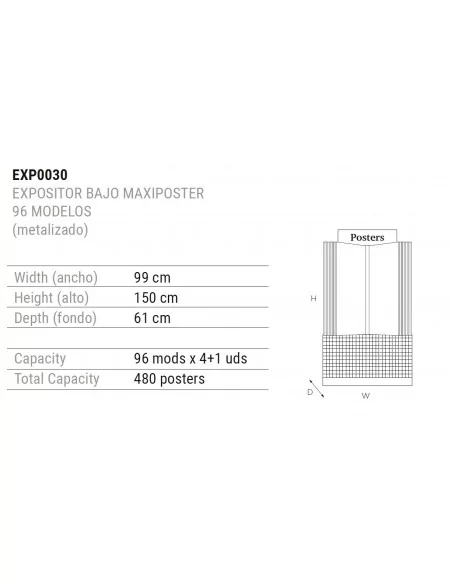 Expositor metal negro para 96 posters - Moldiber Expositor metal negro para 96 posters - Moldiber