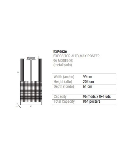 Expositor metal negro para 96 Posters hasta 61 x 91,5 cm - Moldiber