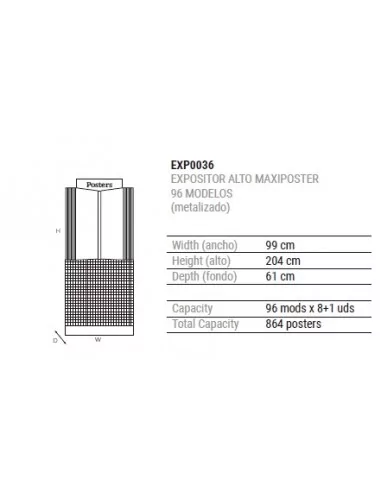 Expositor metal negro para 96 Posters hasta 61 x 91,5 cm - Moldiber