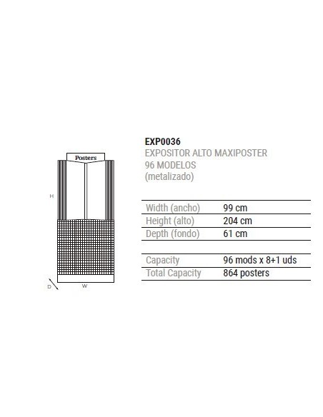 Expositor metal negro para 96 Posters hasta 61 x 91,5 cm - Moldiber