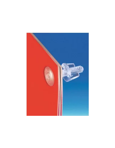 Tornillo plástico transparente Ø 5 mm con tuerca Ø 14 mm Tornillo plástico transparente Ø 5 mm con tuerca Ø 14 mm