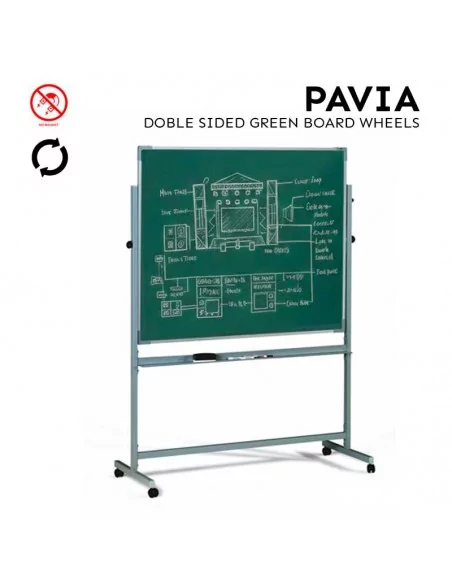 Pizarra verde con ruedas - Modelo Pavia